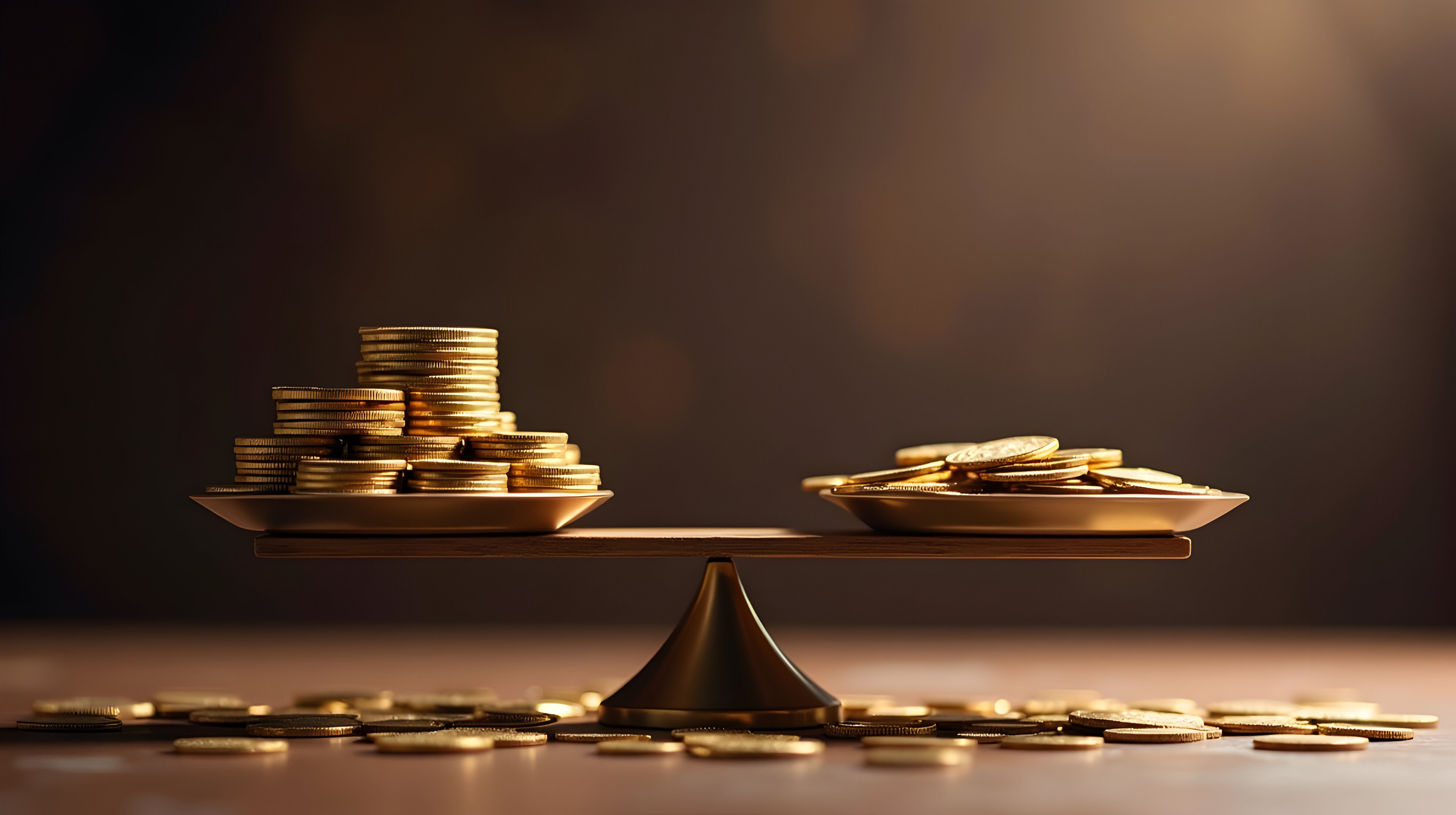 A balanced scale with stacks of gold coins representing business liquidity and capital structure optimization | vcfo