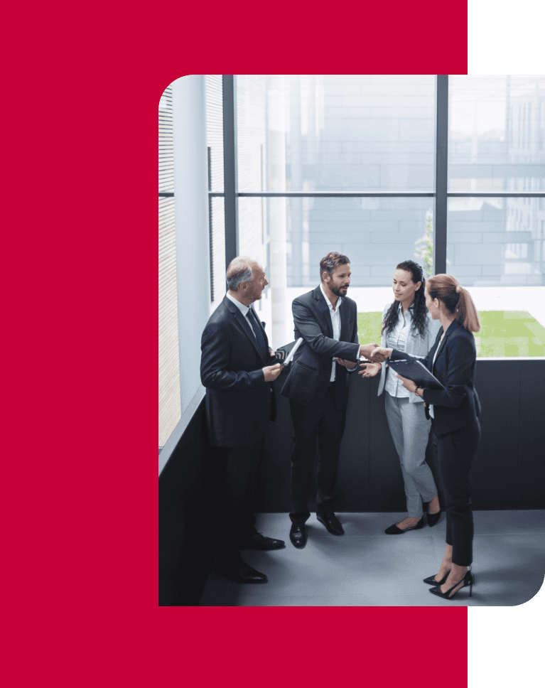 CFO consulting team discussing financial strategies in a modern office setting.