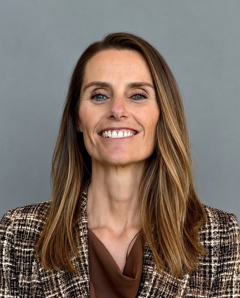 Portrait of Sabrina Gibson smiling in a business setting.