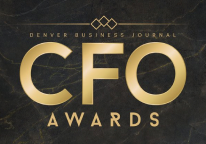 VCFO awards ceremony in Denver with elegant logo.